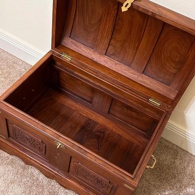 Gorgeous Solid Wood Carved Brass Embellished Storage Chest