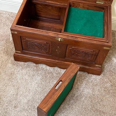 Gorgeous Solid Wood Carved Brass Embellished Storage Chest