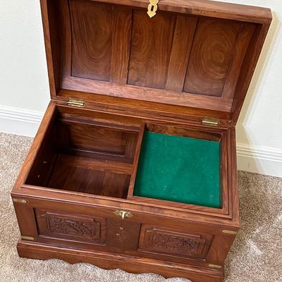 Gorgeous Solid Wood Carved Brass Embellished Storage Chest