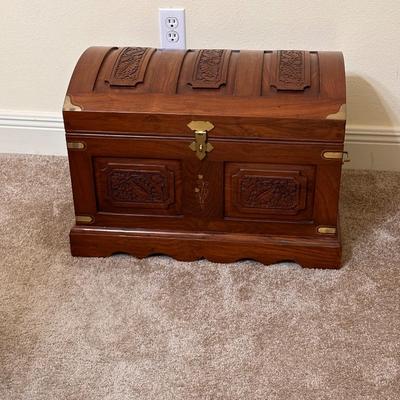 Gorgeous Solid Wood Carved Brass Embellished Storage Chest