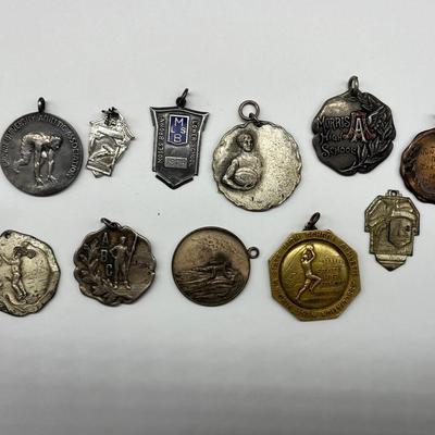 Group 13 Vintage School Medals Sterling, etc.
