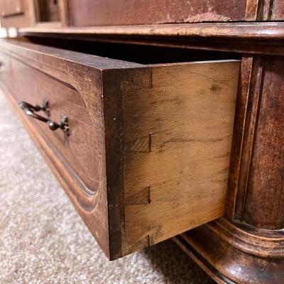 Walnut Solid Wood Beveled Mirrored Wardrobe ~ German