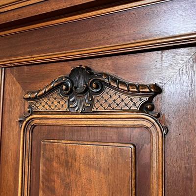 Walnut Solid Wood Beveled Mirrored Wardrobe ~ German