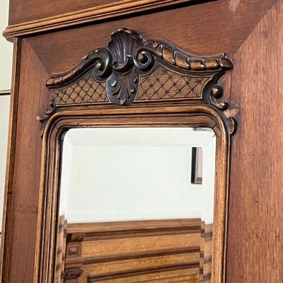 Walnut Solid Wood Beveled Mirrored Wardrobe ~ German
