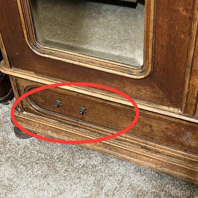 Walnut Solid Wood Beveled Mirrored Wardrobe ~ German