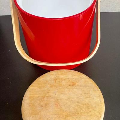 Vintage Ice Bucket with Wood Lid