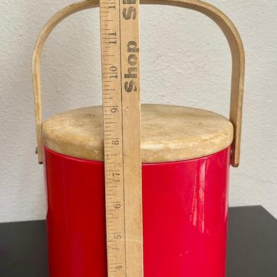 Vintage Ice Bucket with Wood Lid