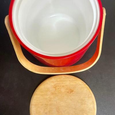 Vintage Ice Bucket with Wood Lid