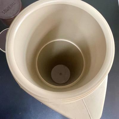 Vintage Large Plastic Thermos tan / brown