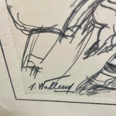 3-man Jazz Band Trio charcoal Sketch, framed, signed