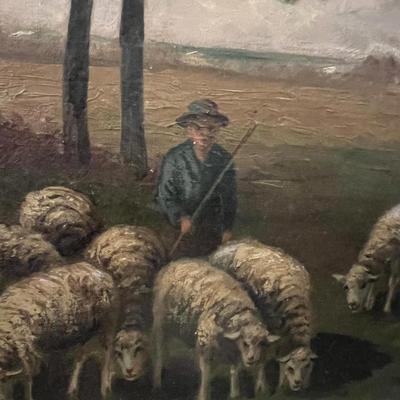 Shepherd and Flock Oil Painting (BB-MK)