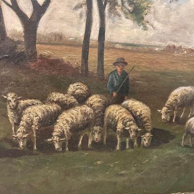 Shepherd and Flock Oil Painting (BB-MK)
