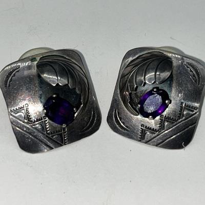 Pair Designer Signed Sterling Earrings TS