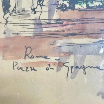 Watercolor of Piazza di Spagna in Rome Italy
