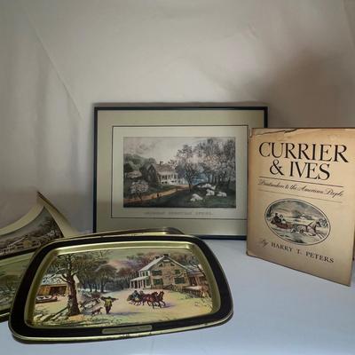 Currier & Ives Prints, Book & Trays (LR-RG)