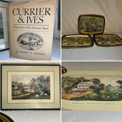 Currier & Ives Prints, Book & Trays (LR-RG)
