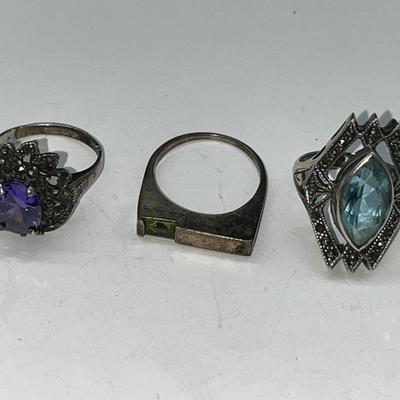 3 Vintage Ladies Sterling Rings