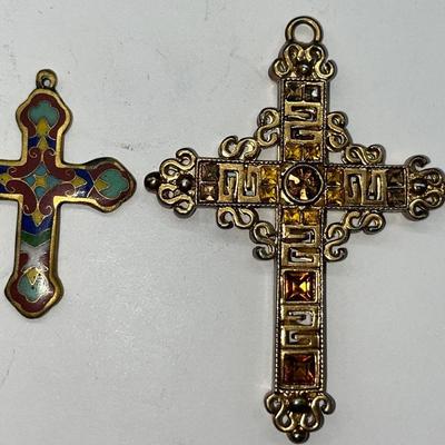 Pair Large Cross Pendants