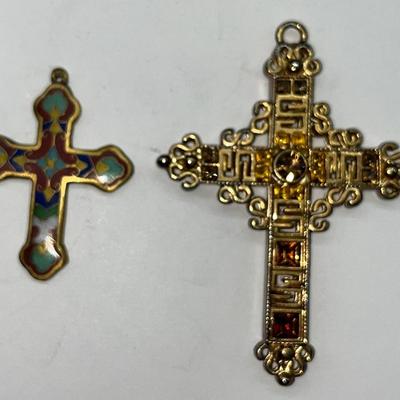 Pair Large Cross Pendants
