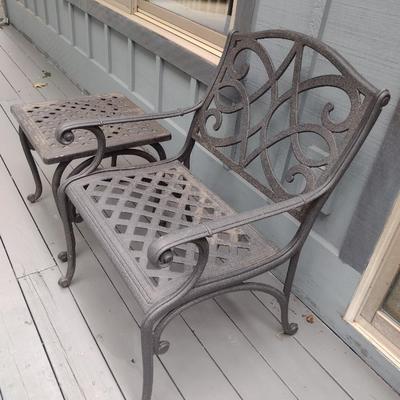 Cast Aluminum Patio Chair with Side Table
