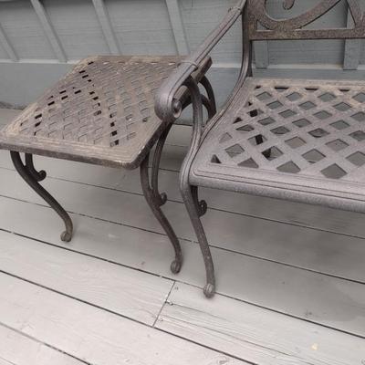 Cast Aluminum Patio Chair with Side Table