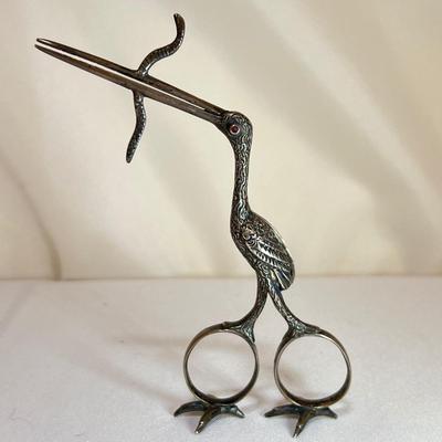 Midwife's Antique Sterling Silver Stork Tongs (LR-RG)