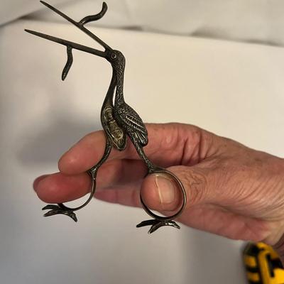 Midwife's Antique Sterling Silver Stork Tongs (LR-RG)