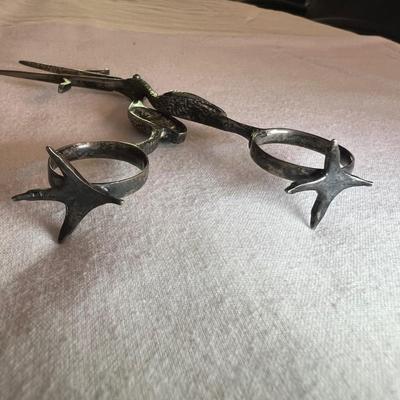 Midwife's Antique Sterling Silver Stork Tongs (LR-RG)