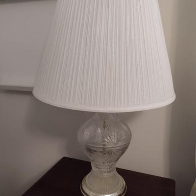 Pair of Crystal Glass Post Lamps with Shades