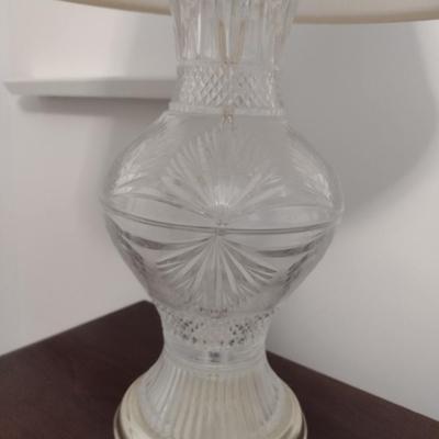 Pair of Crystal Glass Post Lamps with Shades