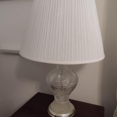 Pair of Crystal Glass Post Lamps with Shades