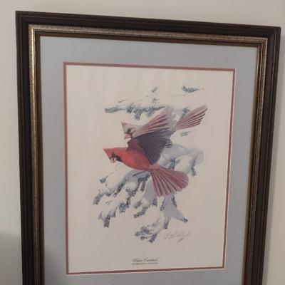 Framed Art Print 'Winter Cardinals'