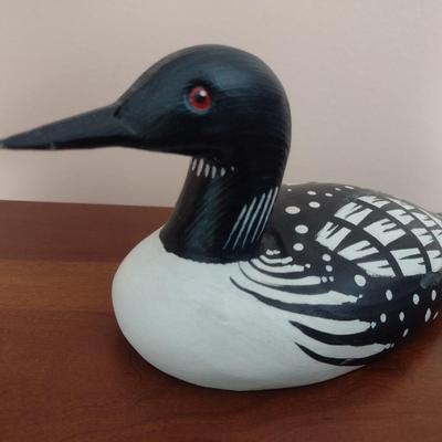 Carved Wood Loon Decoy by John Nelson