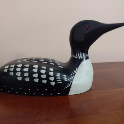 Carved Wood Loon Decoy Signed by Artist