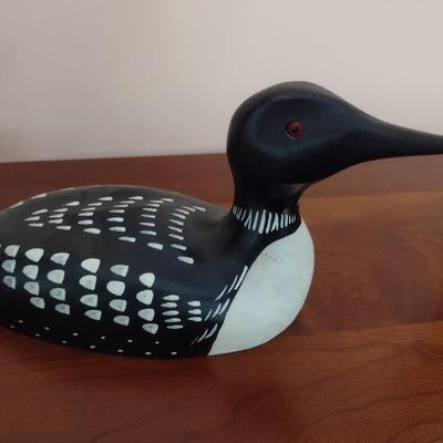 Carved Wood Loon Decoy Signed by Artist