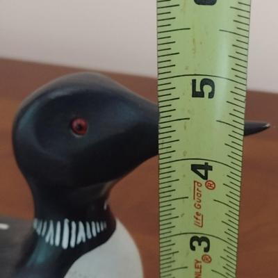 Carved Wood Loon Decoy Signed by Artist