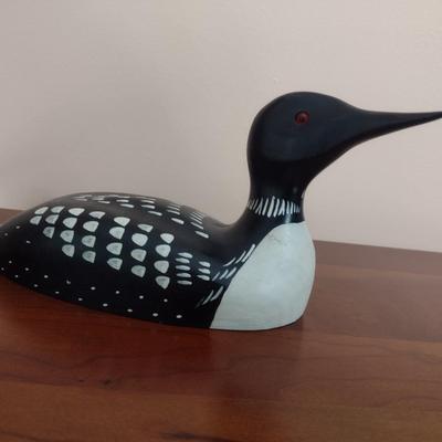 Carved Wood Loon Decoy Signed by Artist
