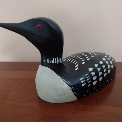 Carved Wood Loon Decoy Signed by Artist