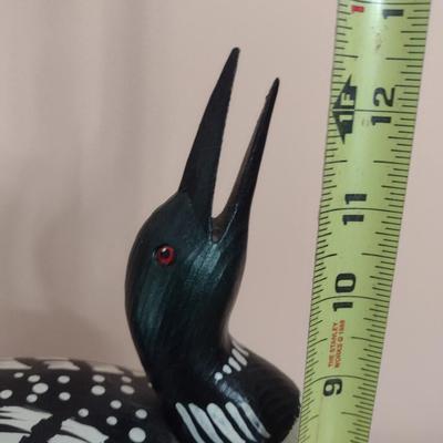 Carved Wood Loon on Wood Base by John Nelson