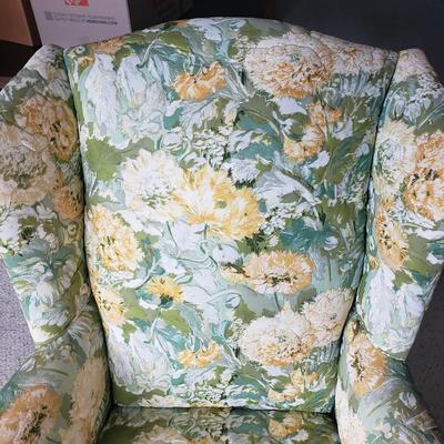 Floral Print Wingback Armchair (BD-MK)