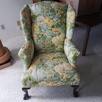 Floral Print Wingback Armchair (BD-MK)