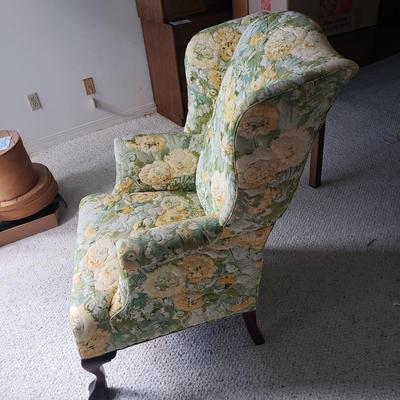 Floral Print Wingback Armchair (BD-MK)