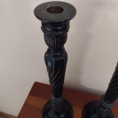 Pair of Cast Metal Candle Stick Holders 15"