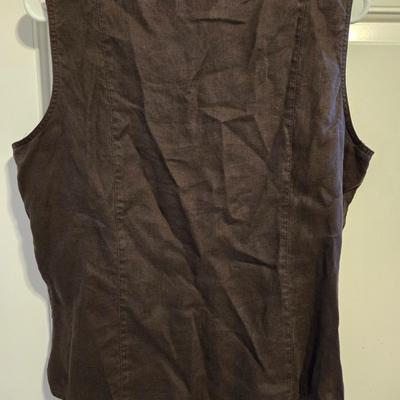 J. Jill Brown Linen Button Down Sleeveless Top