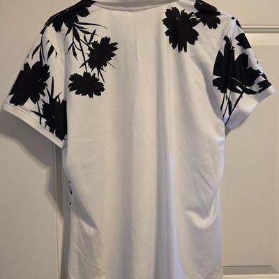 Lady Hagen White with Black Flowers Polo