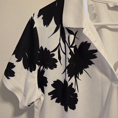 Lady Hagen White with Black Flowers Polo
