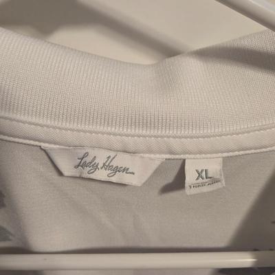 Lady Hagen White with Black Flowers Polo