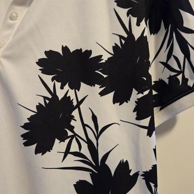 Lady Hagen White with Black Flowers Polo