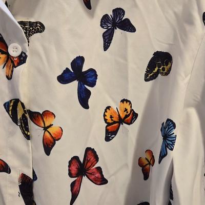 Butterfly Button Down Puff Long Sleeve Top