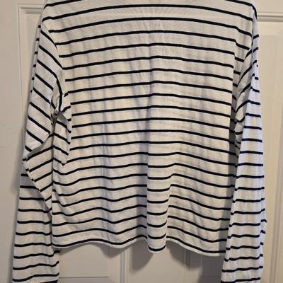 Blue and White Striped Cropped Top